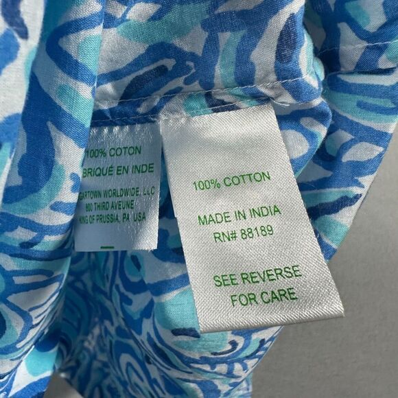 Lilly Pulitzer Cruiser Shirt Chasing Tail Long Sleeve Button Down Blue Fish Sz 6 - Picture 9 of 10